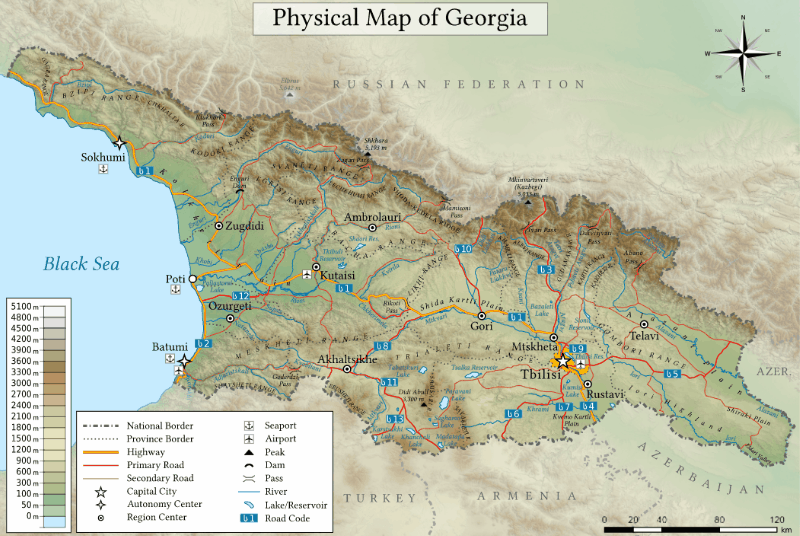 Route through the centre of Georgia