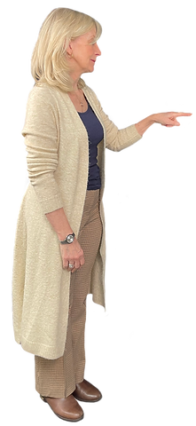 Model of woman using kiosk