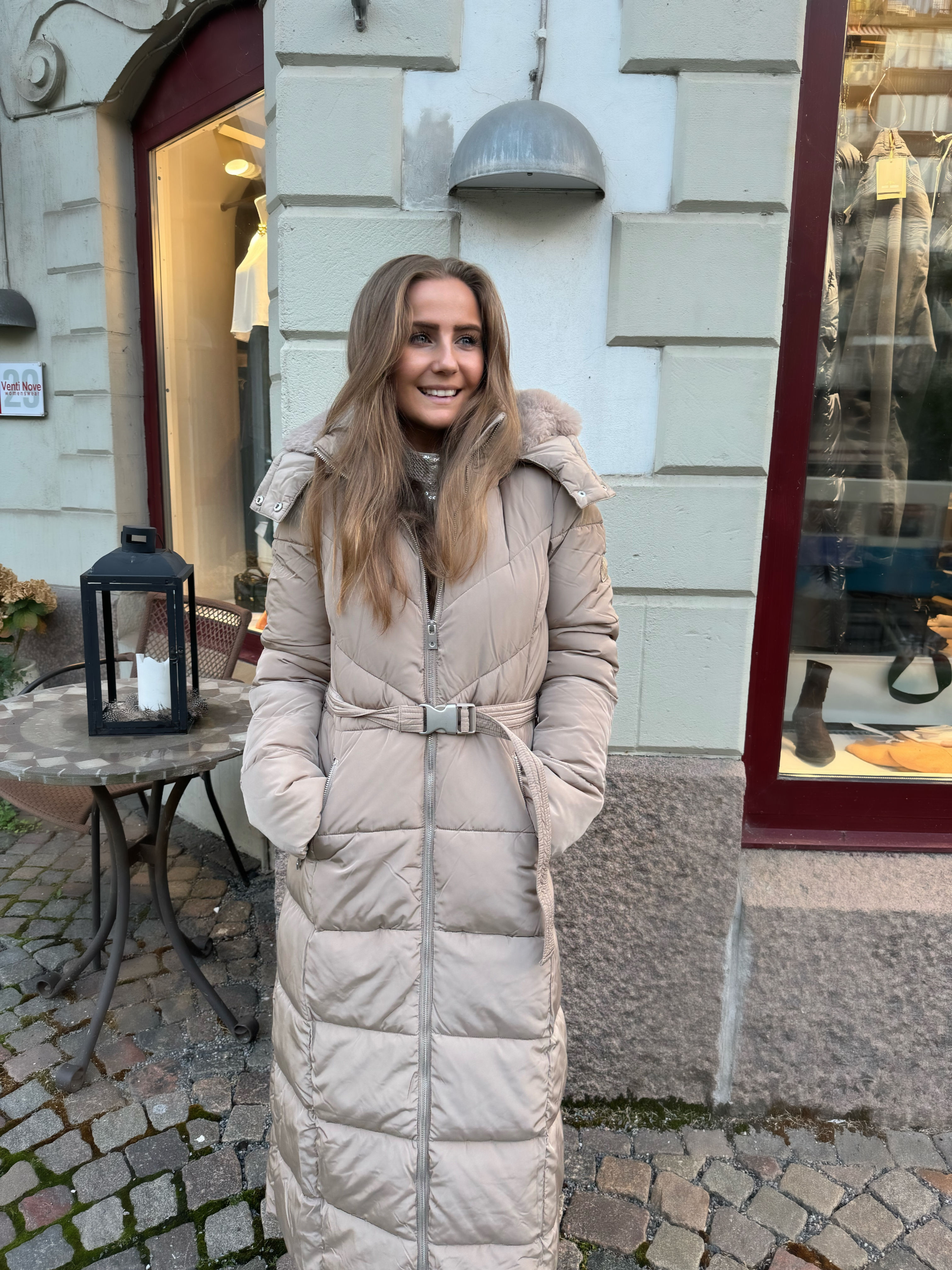 Ottod'Ame Quilted puffer long jacket beige