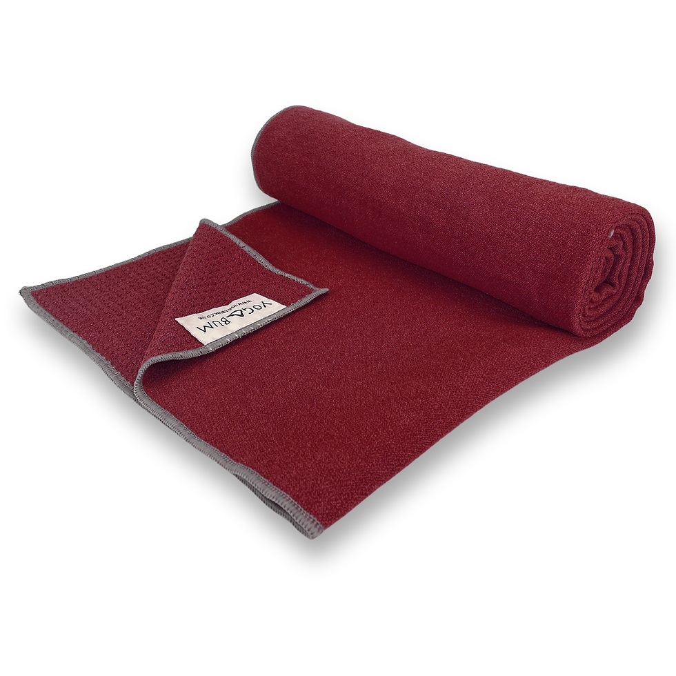 Thumbnail: Folded Red Berry eco-friendly hot yoga towel made from recycled bottles