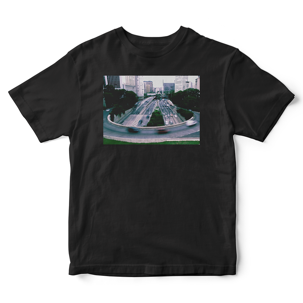 Camiseta preta Ruivangulo Av. 23 de Maio, arte urbana da coleção Cotidiano.