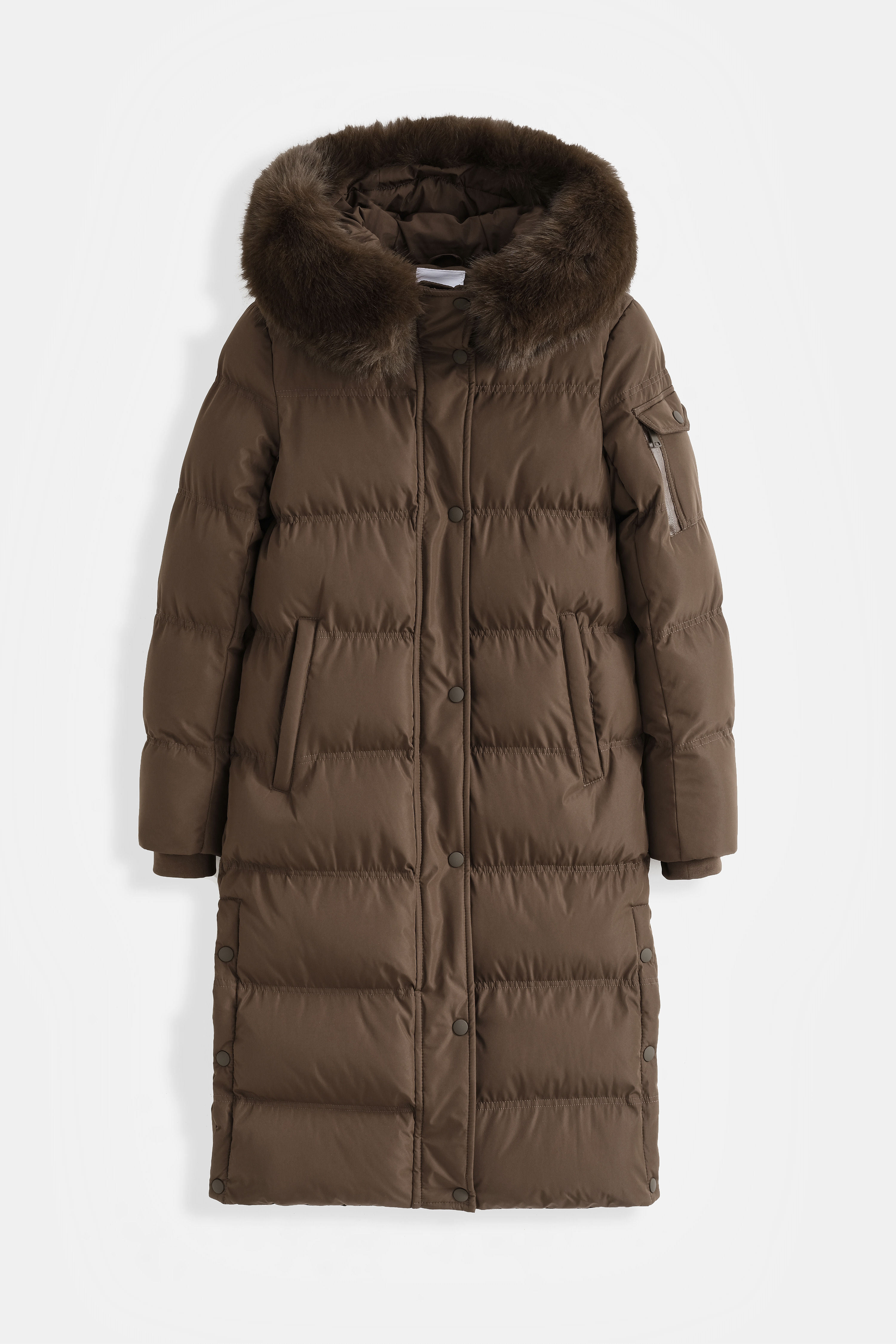 Dlouhá puffer bunda ARCTIC s kožešinovým lemem
