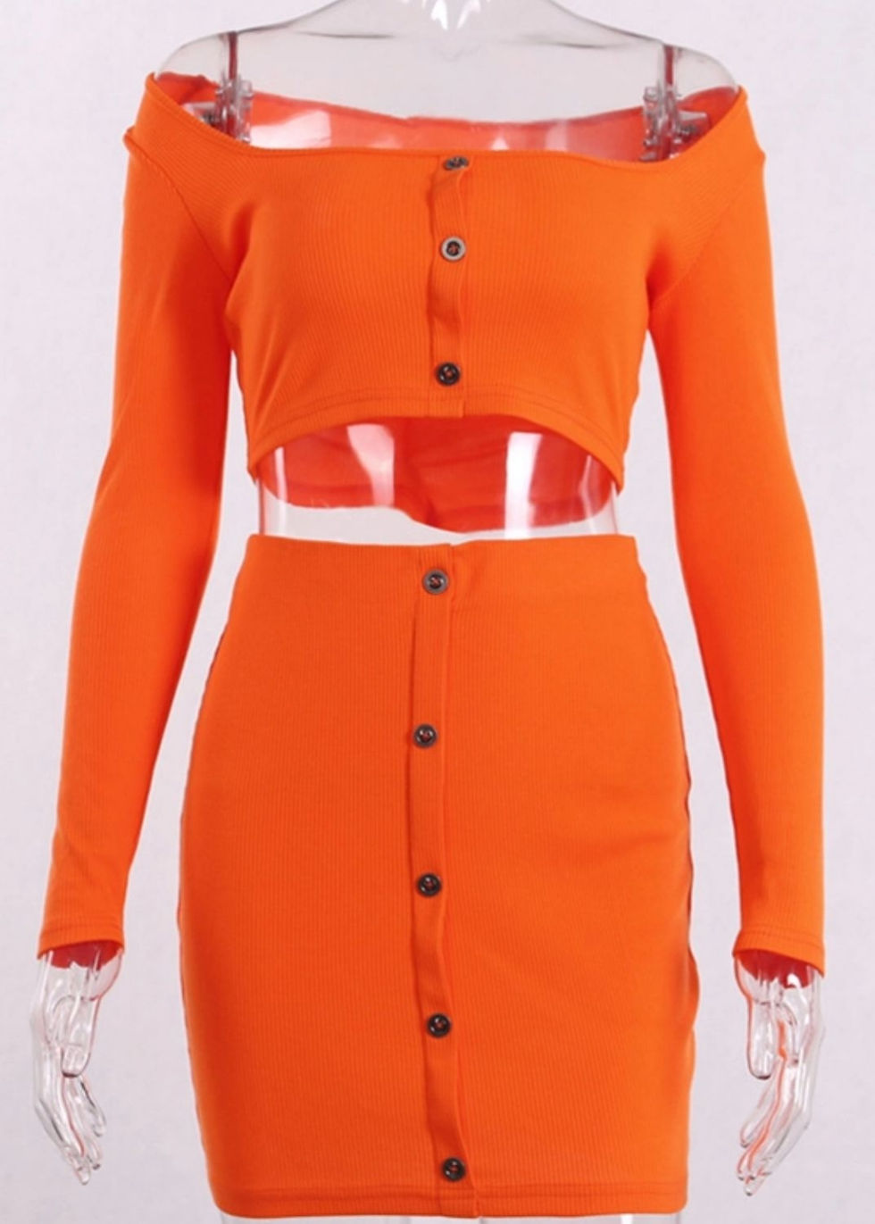 Miniatura: Set 2 piezas top+mini falda con botones MNH