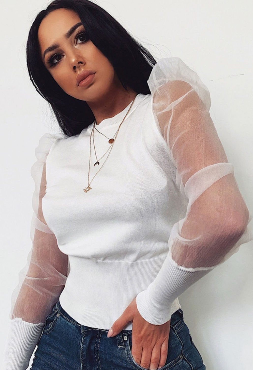 Blusa Expandible manga transparente HYO