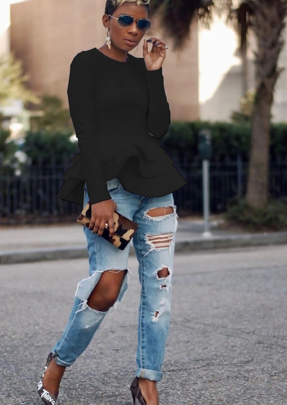 Miniatura: Blusa layered Ruffle Hem Long  HVV