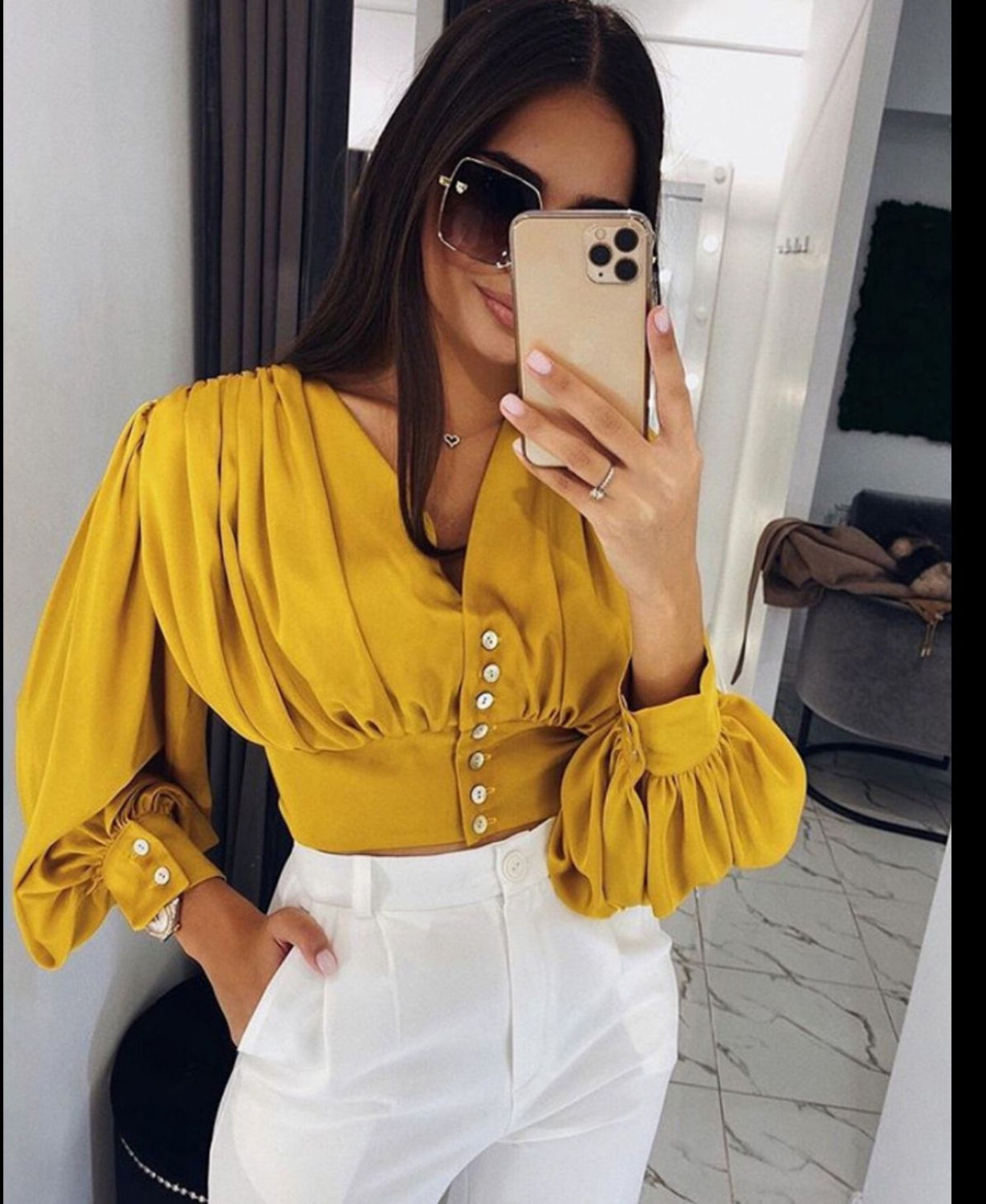 Blusa Manga puff con botones HVC