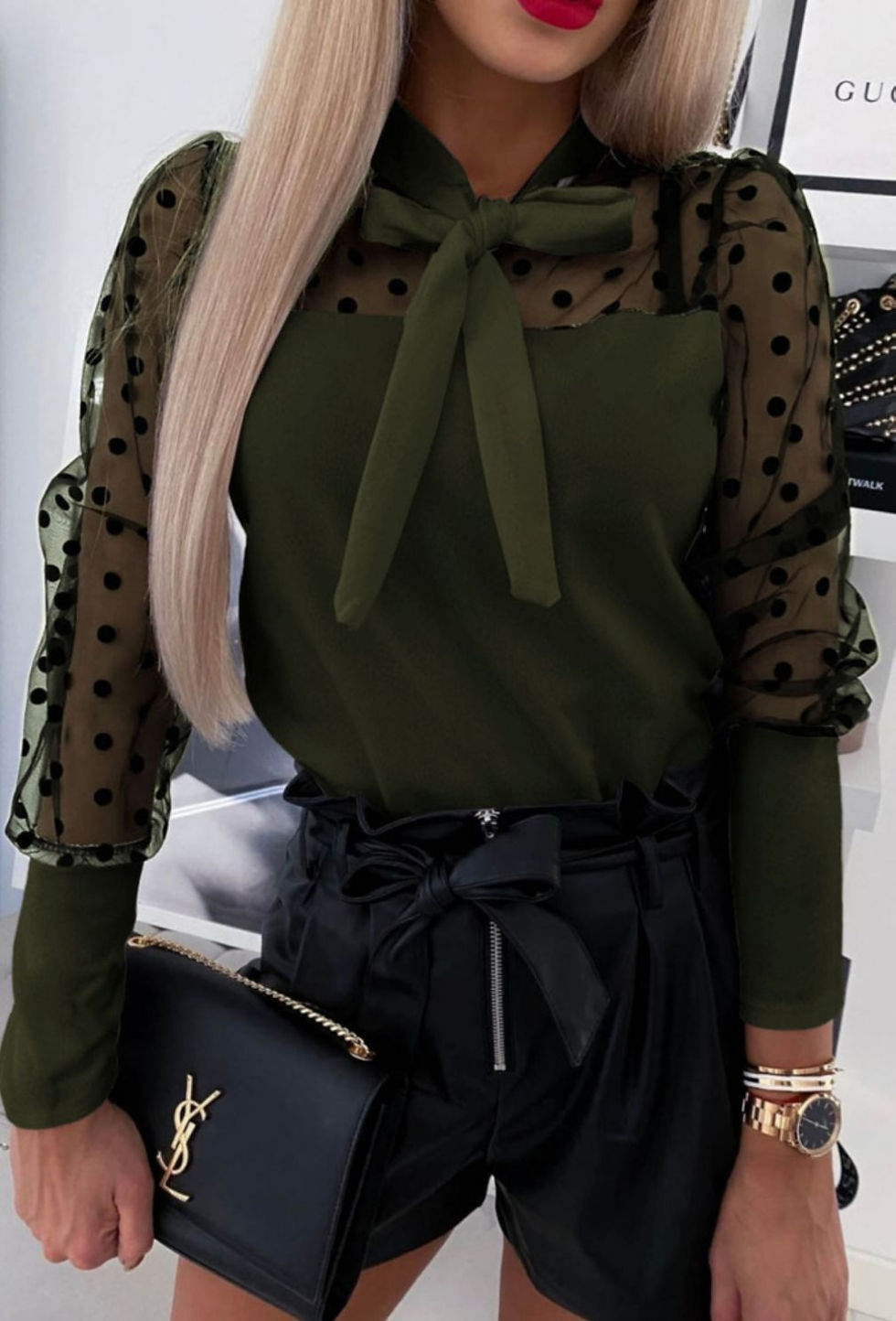 Miniatura: Blusa lace polkadot two color HGYP