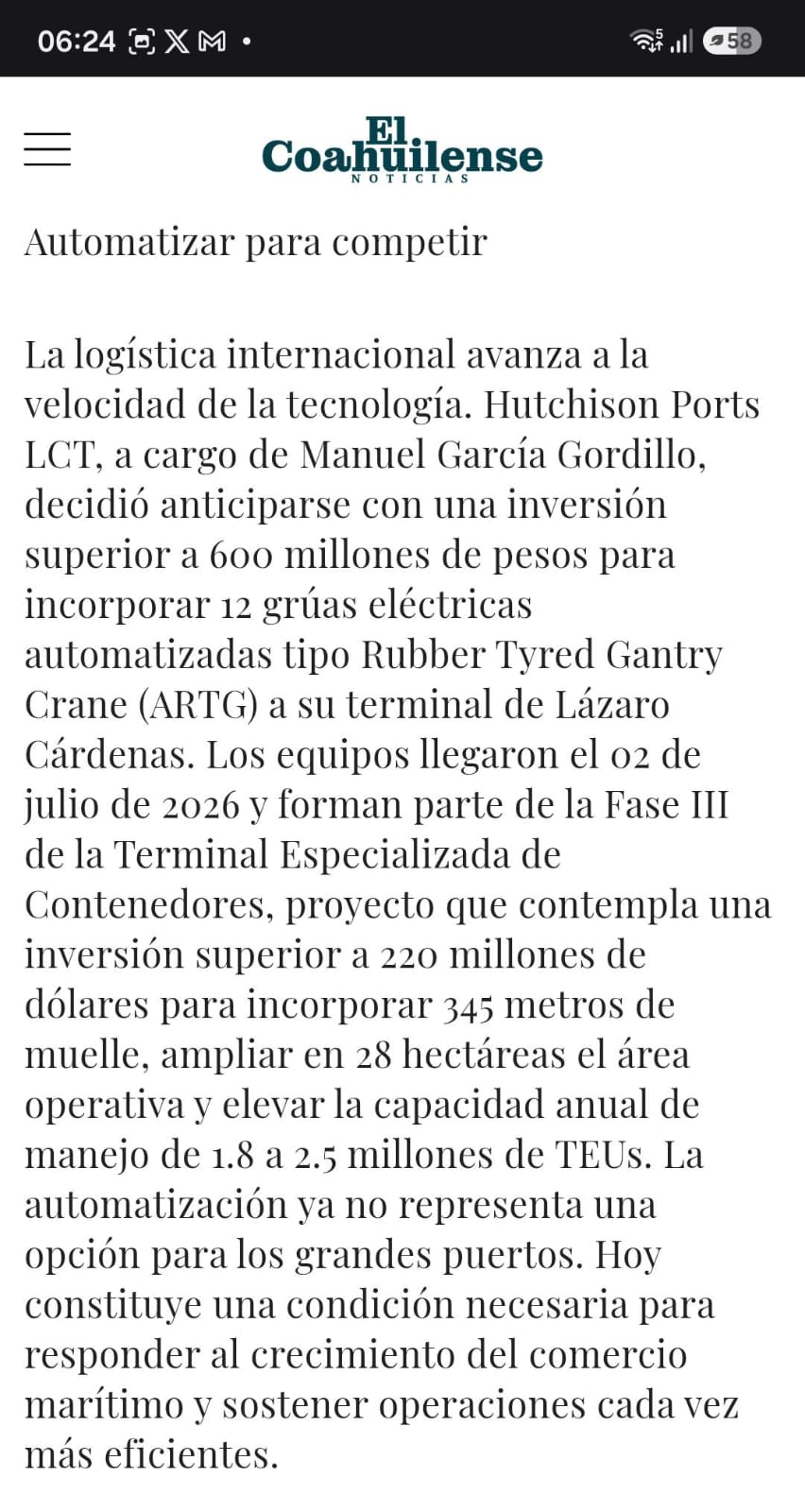 El Coahuilense - Automatizar para competir