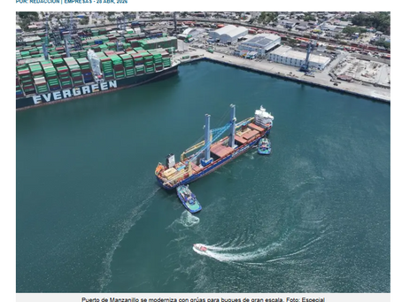 Dinero en imagen- Puerto de Manzanillo se moderniza con grúas para buques de gran escala
