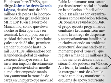 El Financiero- Capacidad en Manzanillo - columna impresa pág 24