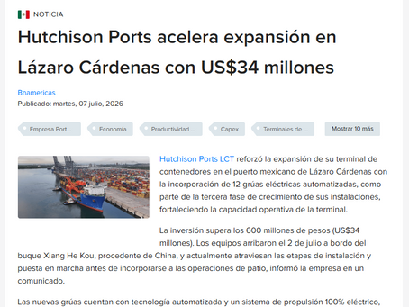 bnamericas - Hutchison Ports acelera expansión en Lázaro Cárdenas con US$34 millones