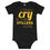 Thumbnail: Pittsburgh Cry Baby Onesie in dark grey heather, black and yellow by Yinzer Clothing Company