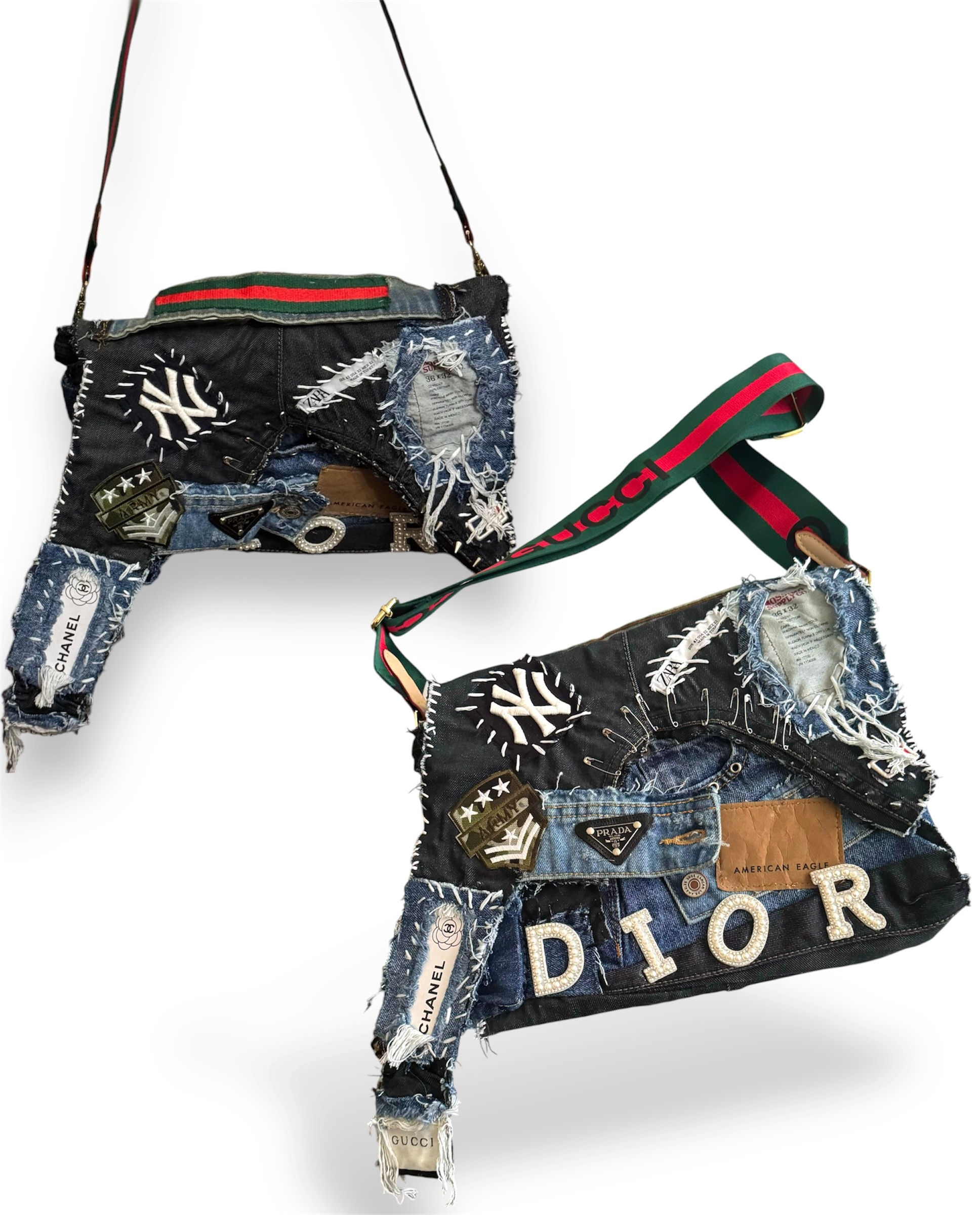 Custom 3 in 1 Denim Distressed Crossbody 