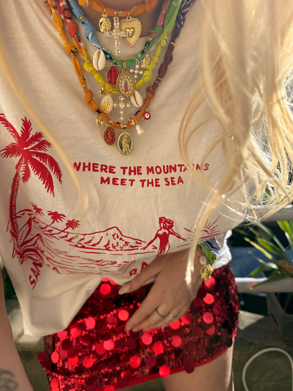 Miniature : Copie de Collier « Santa Barbara» vierge croix multicolore mandarine 