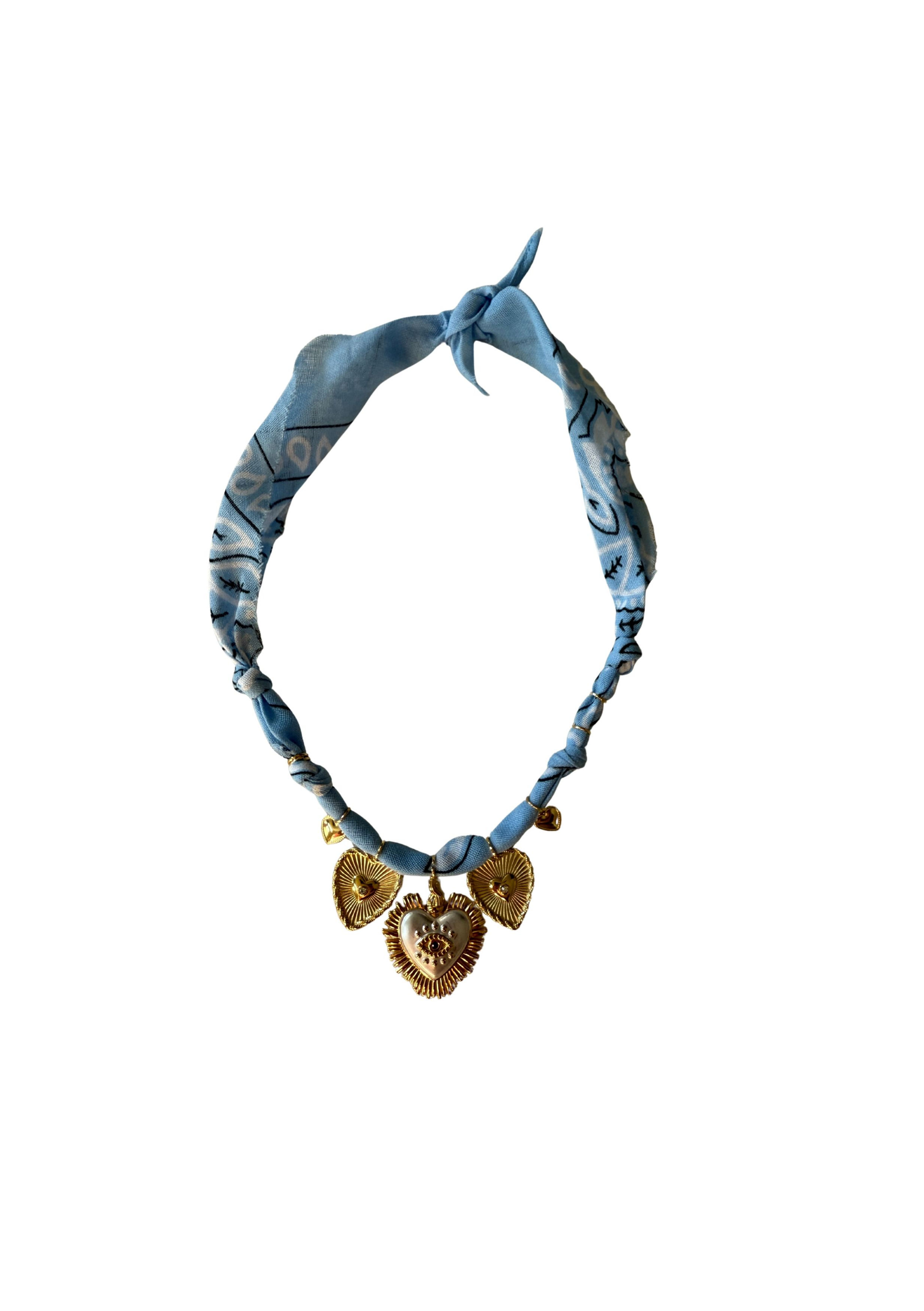  Collier « Nazar » Multi cœurs ciel