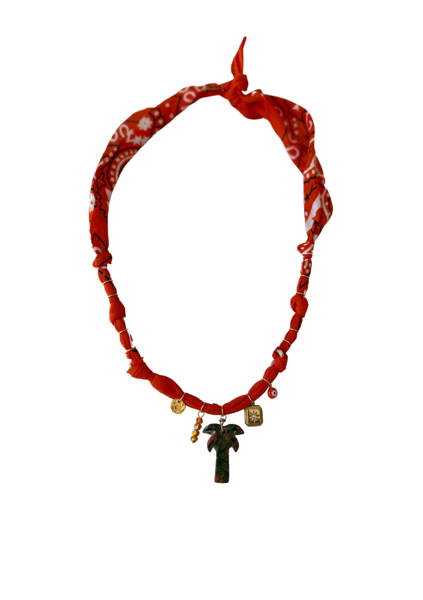 Collier Wild desert palmier pierre orange