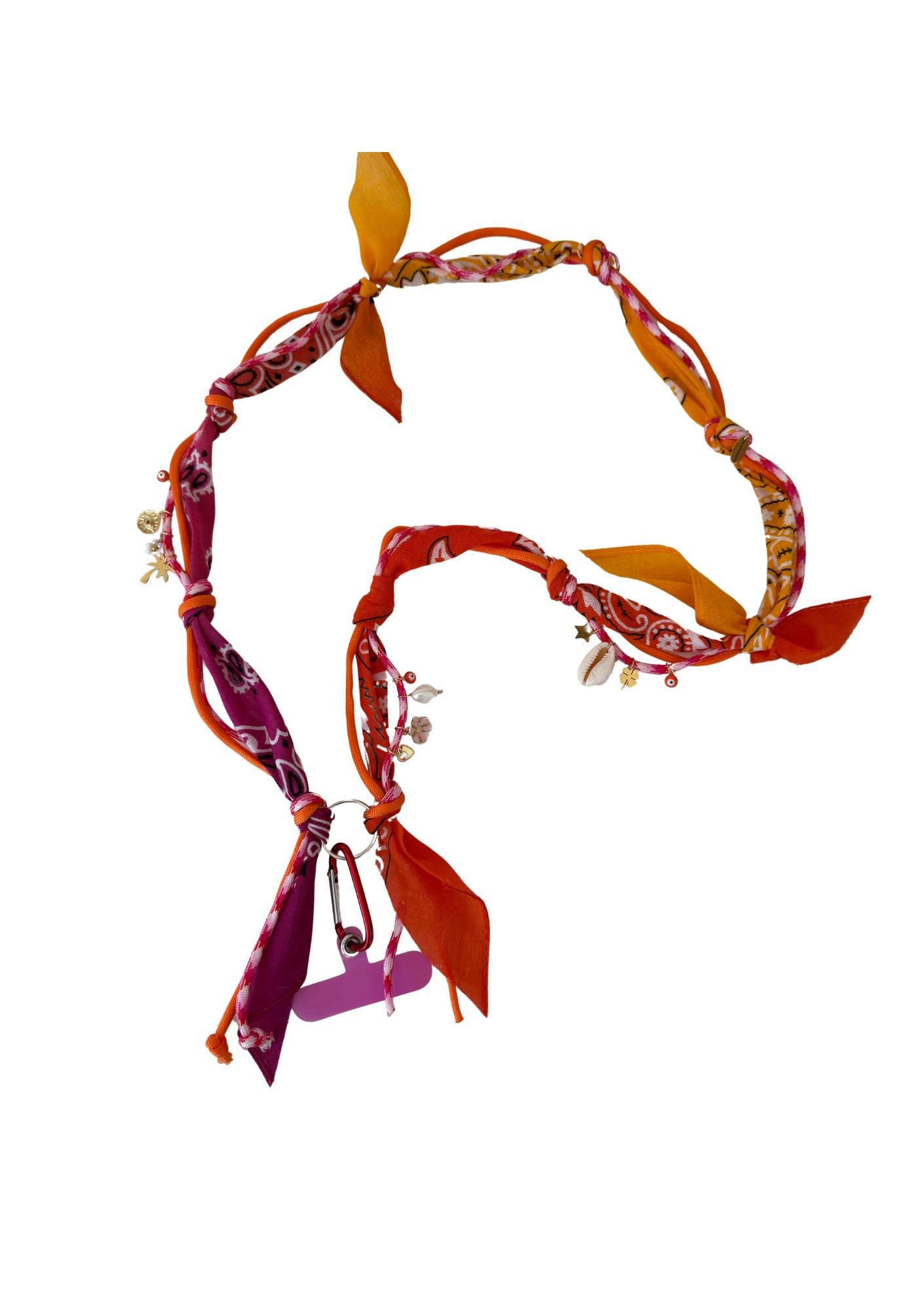 Cordon de telephone orange/mandarine/tie and dye