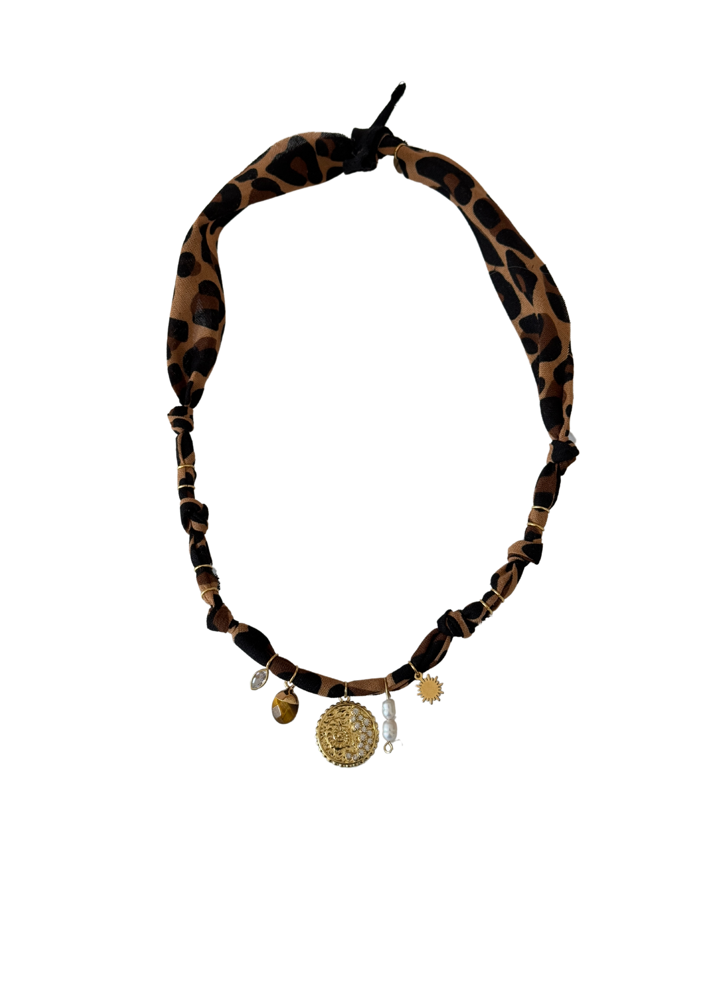 Collier « Léo summer »  escargot strass léopard 