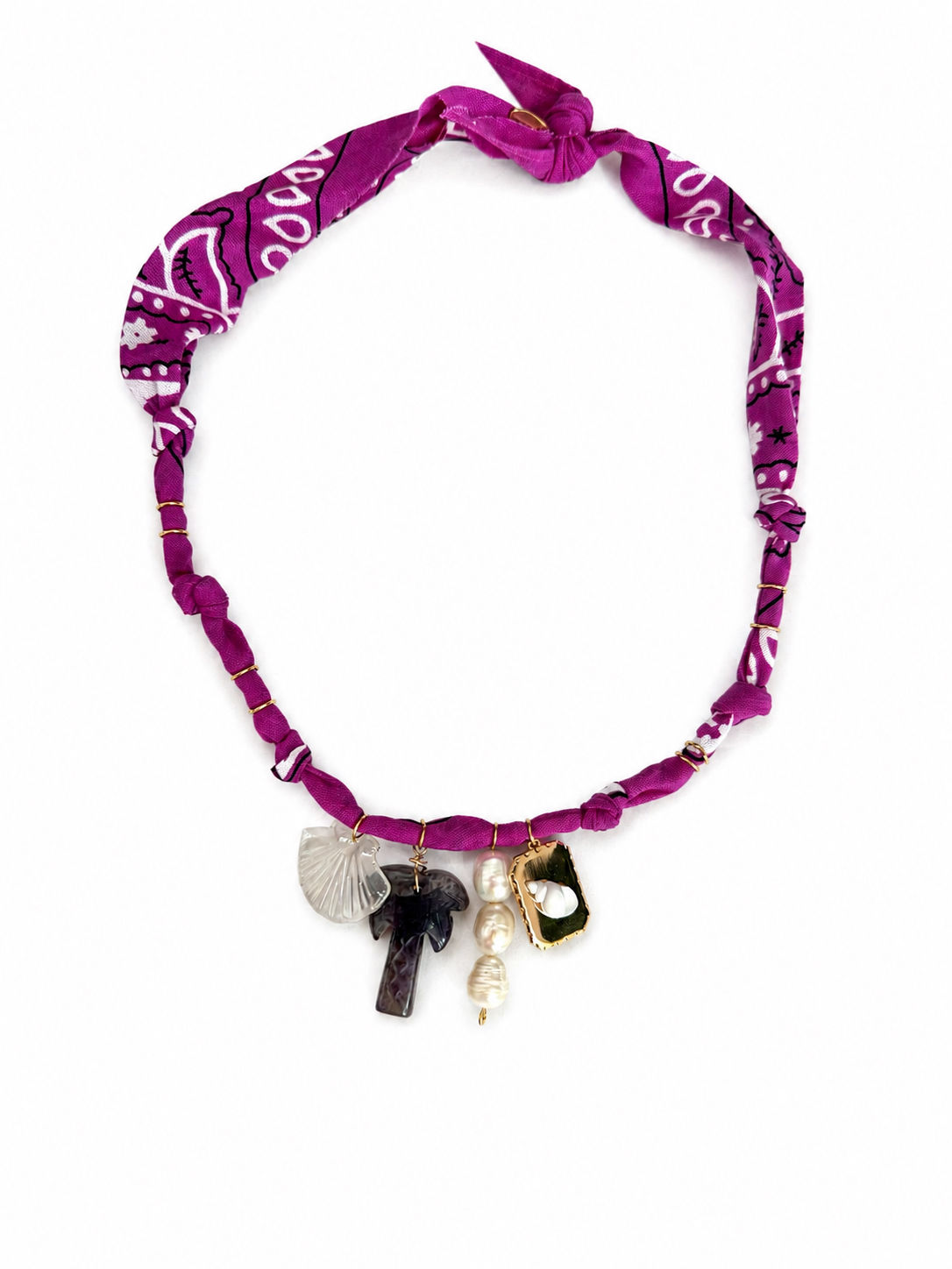 Collier « aloha » palmier pierre cyclamen