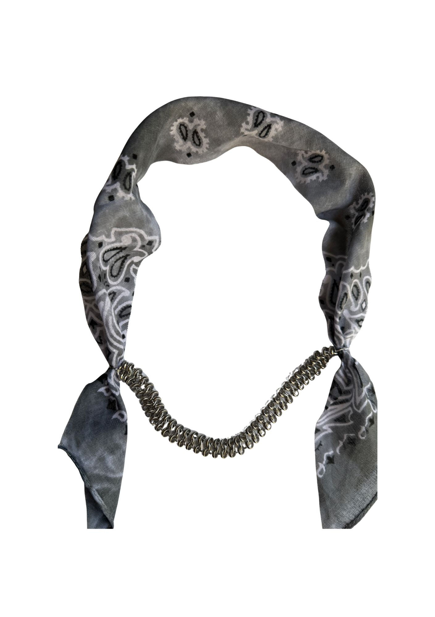 Collier « Gold and Silver » chaine gris tie and dye