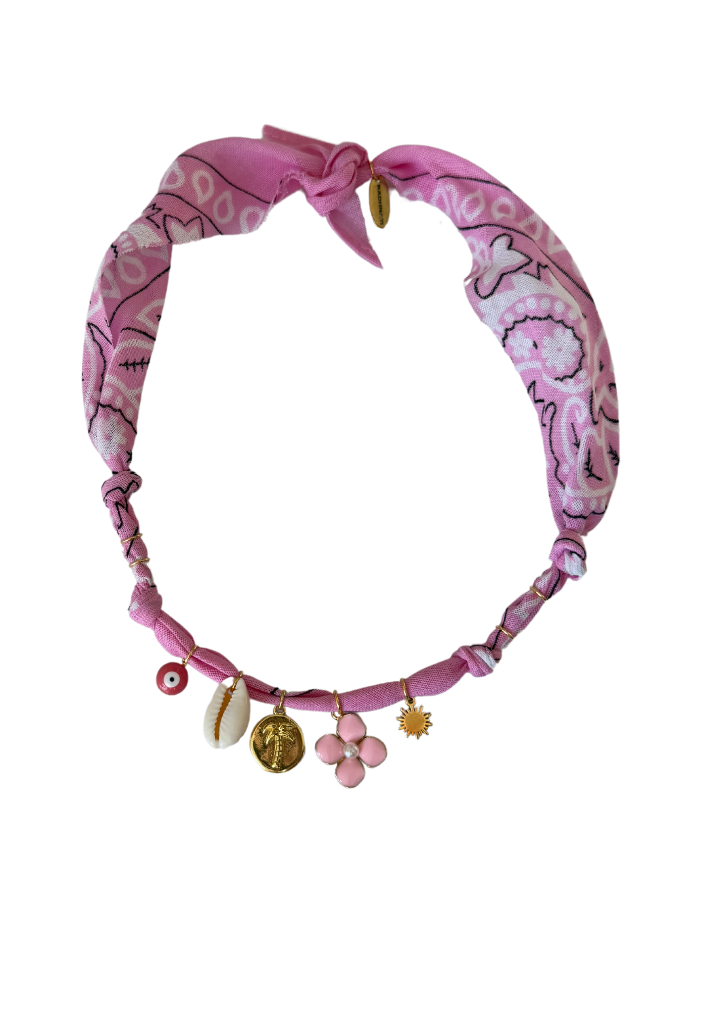 Collier Santa Giulia palmier fleur rose clair 