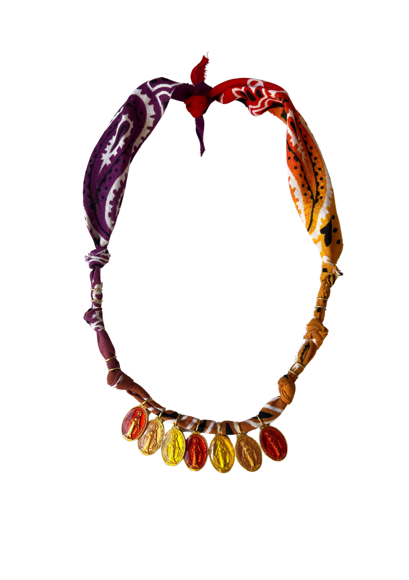 Collier multi vierges orange/violet