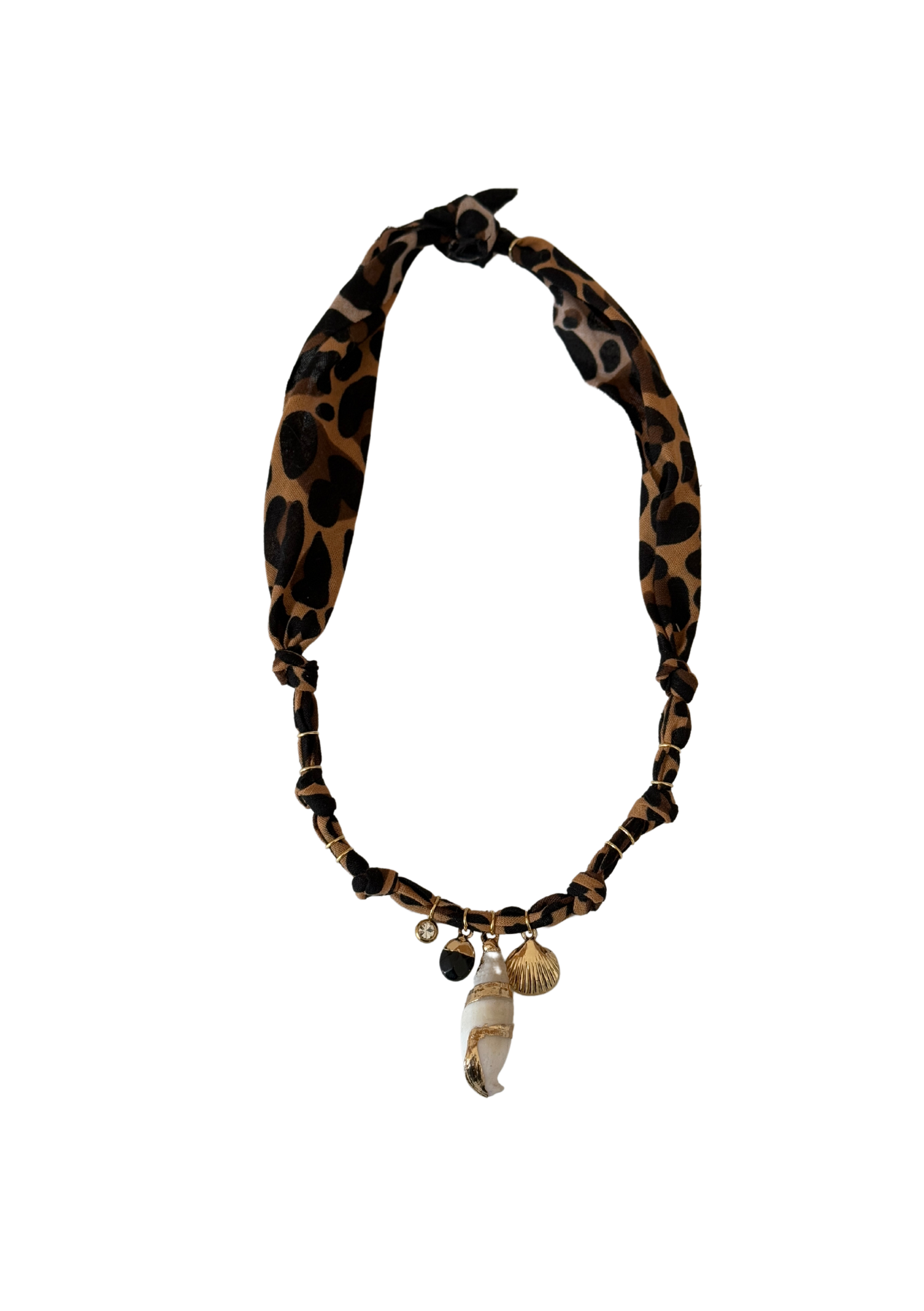 Collier « Léo summer »  big coquillage léopard 