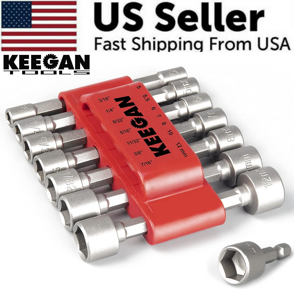 Miniatura: 14 PCS Power Nut Driver Bit Set Quick Change MM & SAE Impact 1/4" Hex Shank USA
