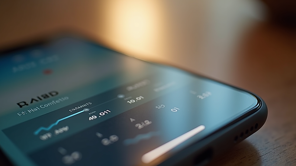 Eye-level view of a smartphone displaying a fitness app interface