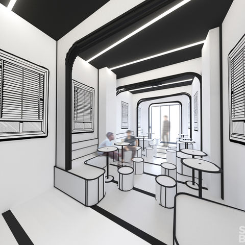 Intérieur d'un restaurant conçu par un décorateur spécialisé en restaurant