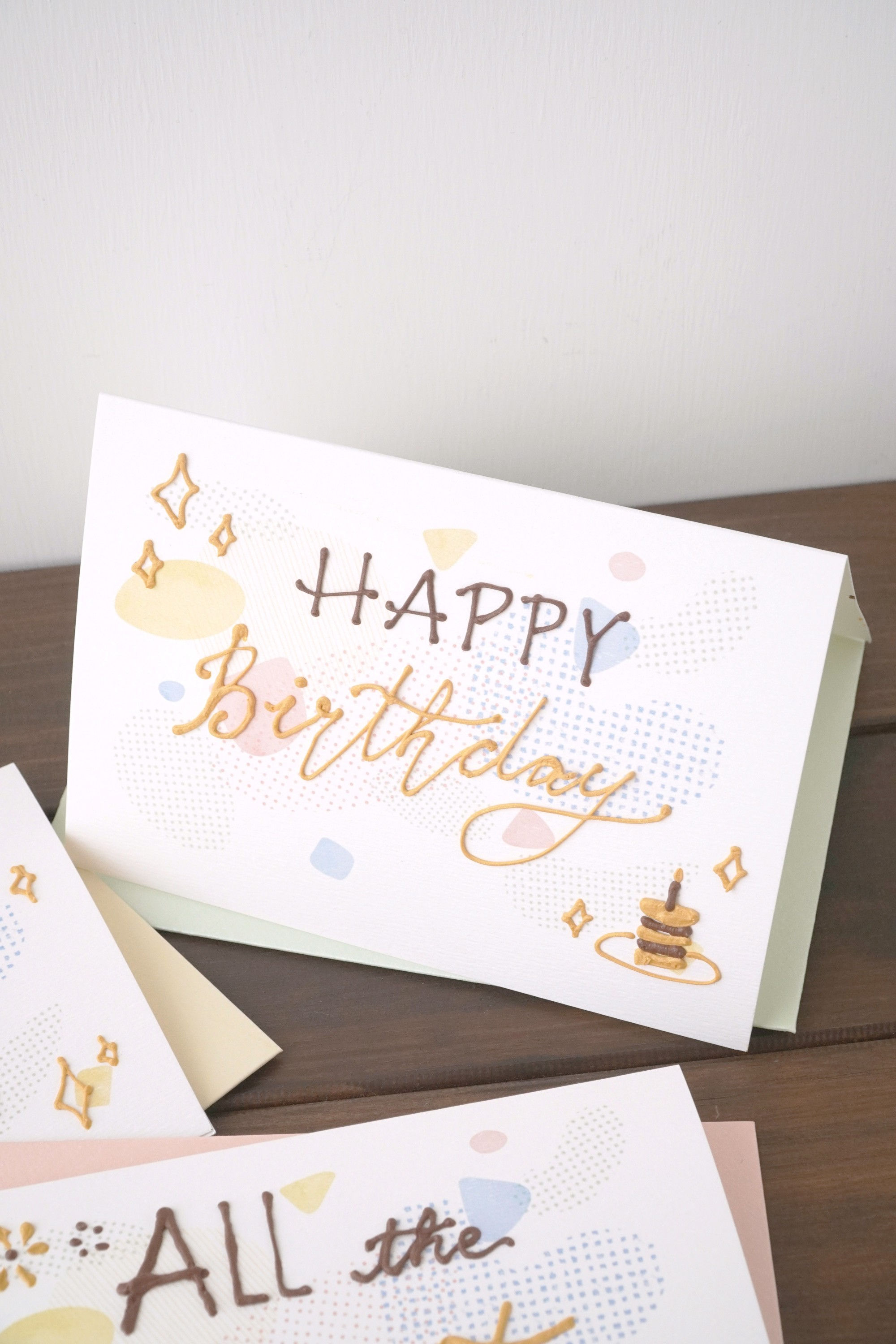 可愛圖形 客製奶油黏土擠字手工賀卡