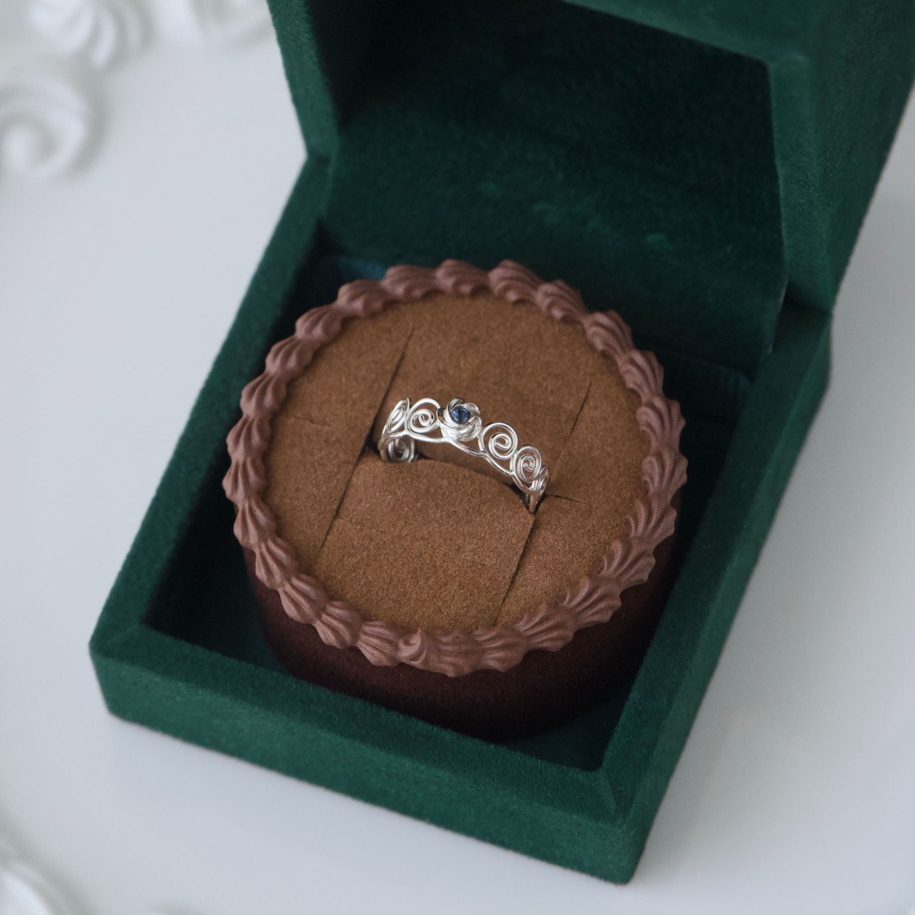 Charlotte Royale with Blue Sapphire Silver Ring