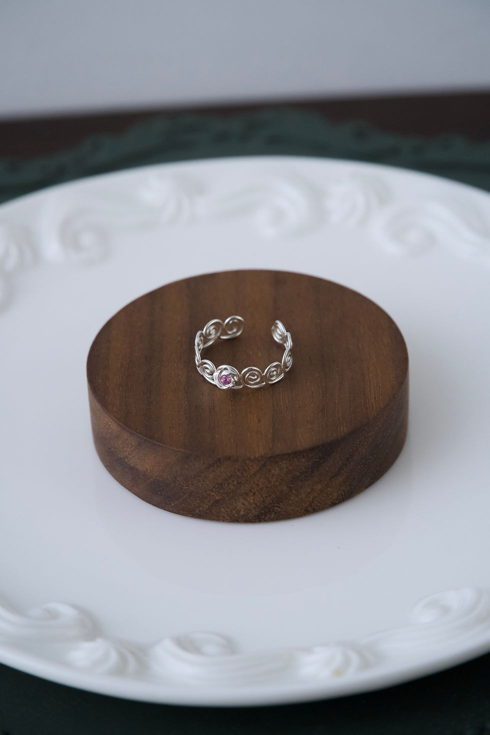 Thumbnail: Charlotte Royale with Pink Sapphire Silver Ring