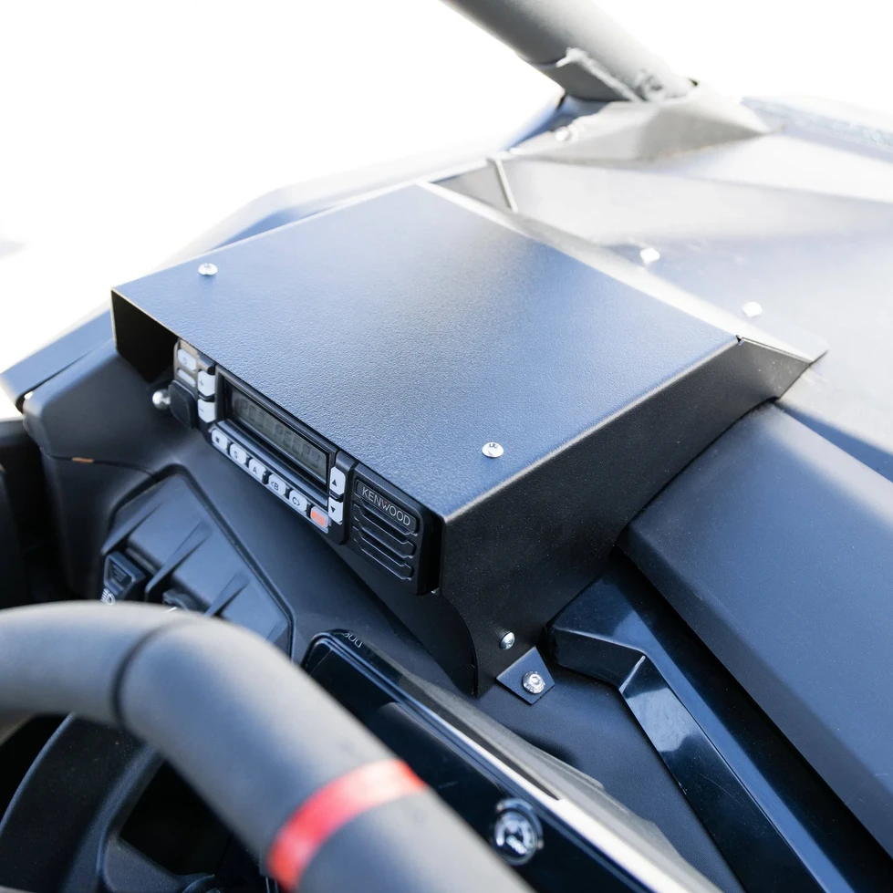 Side angle of Can-Am Maverick R radio bracket