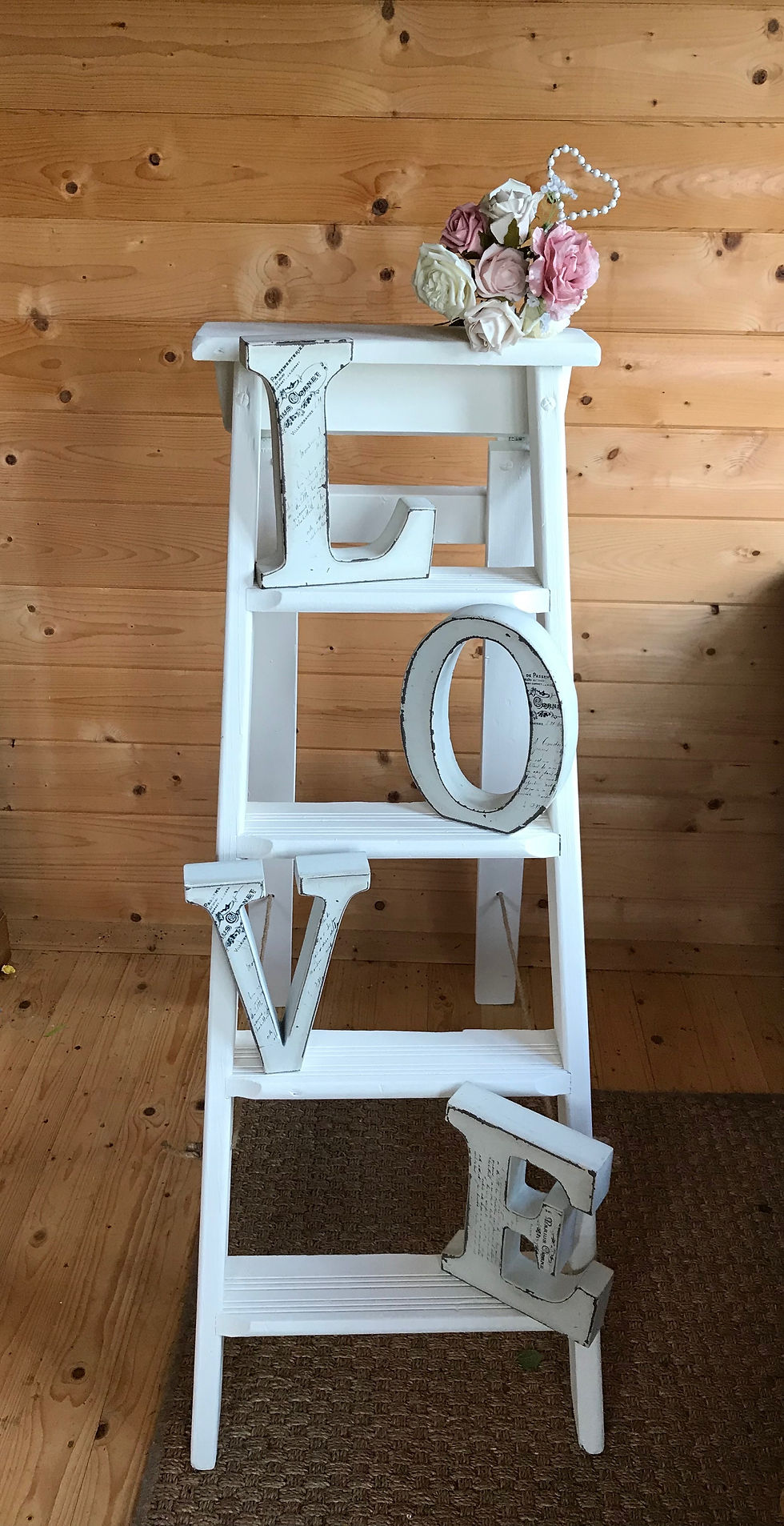 white vintage step ladder