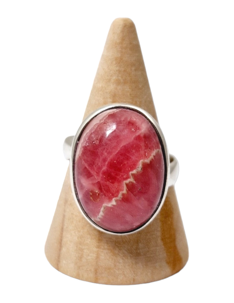 bague argent en rhodocrosite