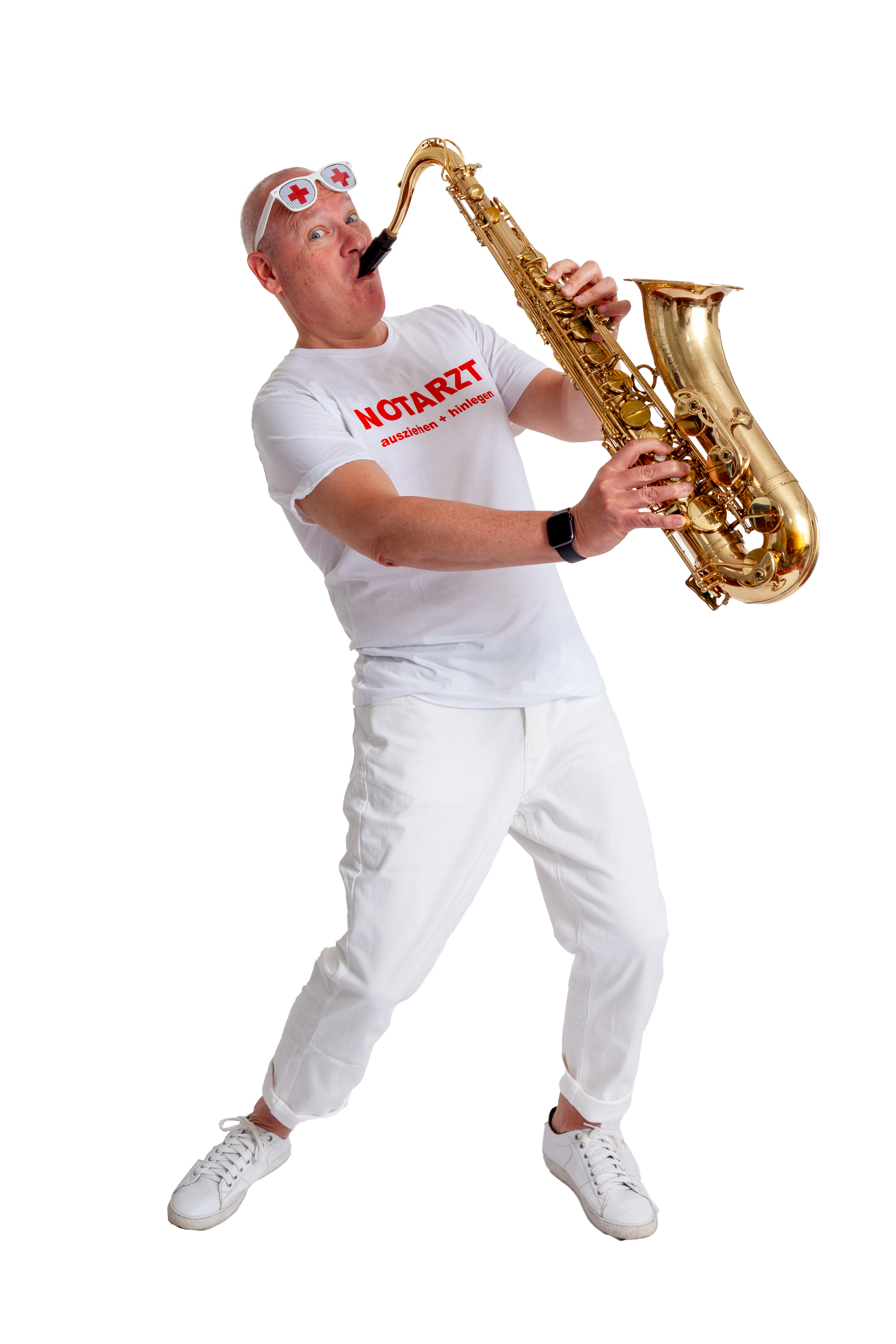 Tom Schwarzmann mit Saxophon