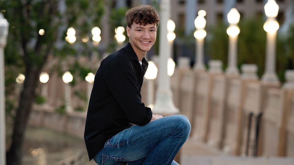 Evening senior photo session at Downtown Lakeland Mirror Lake, Florida 