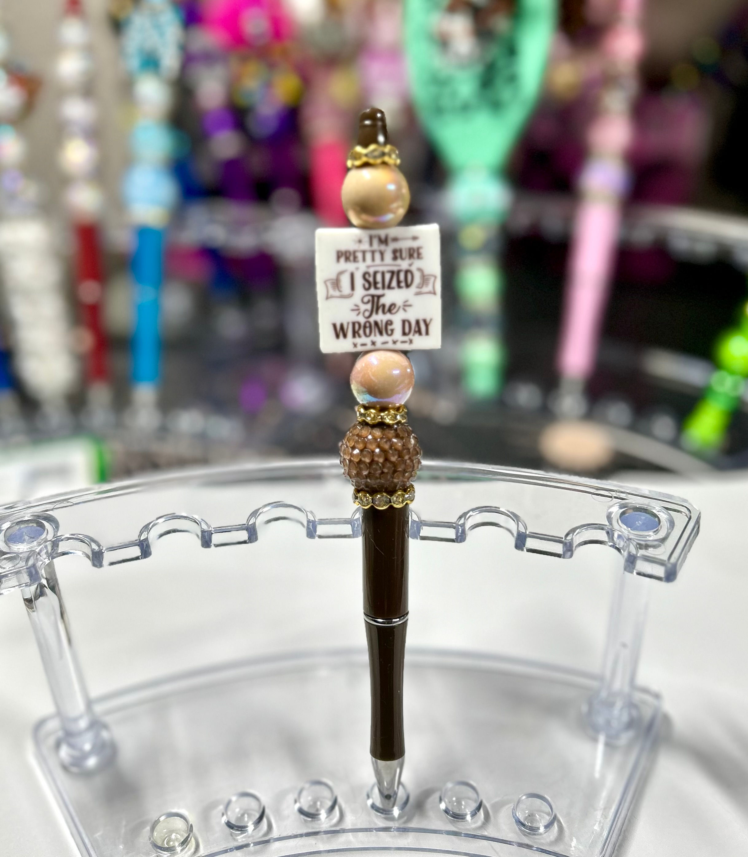 Beautiful Brown Pen with Funny Focal