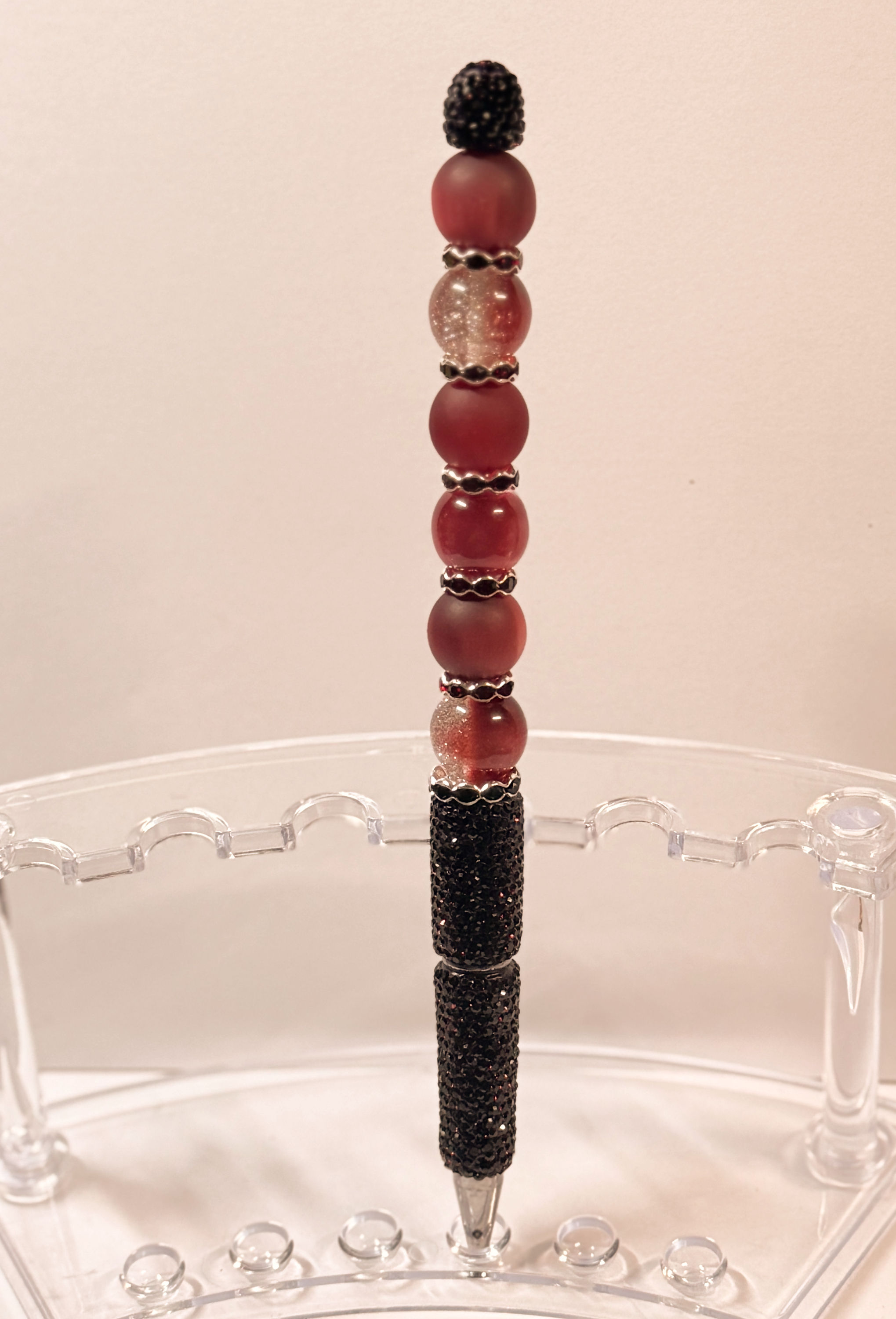 Beautiful Tall Black Cherry Rhinestone Pen