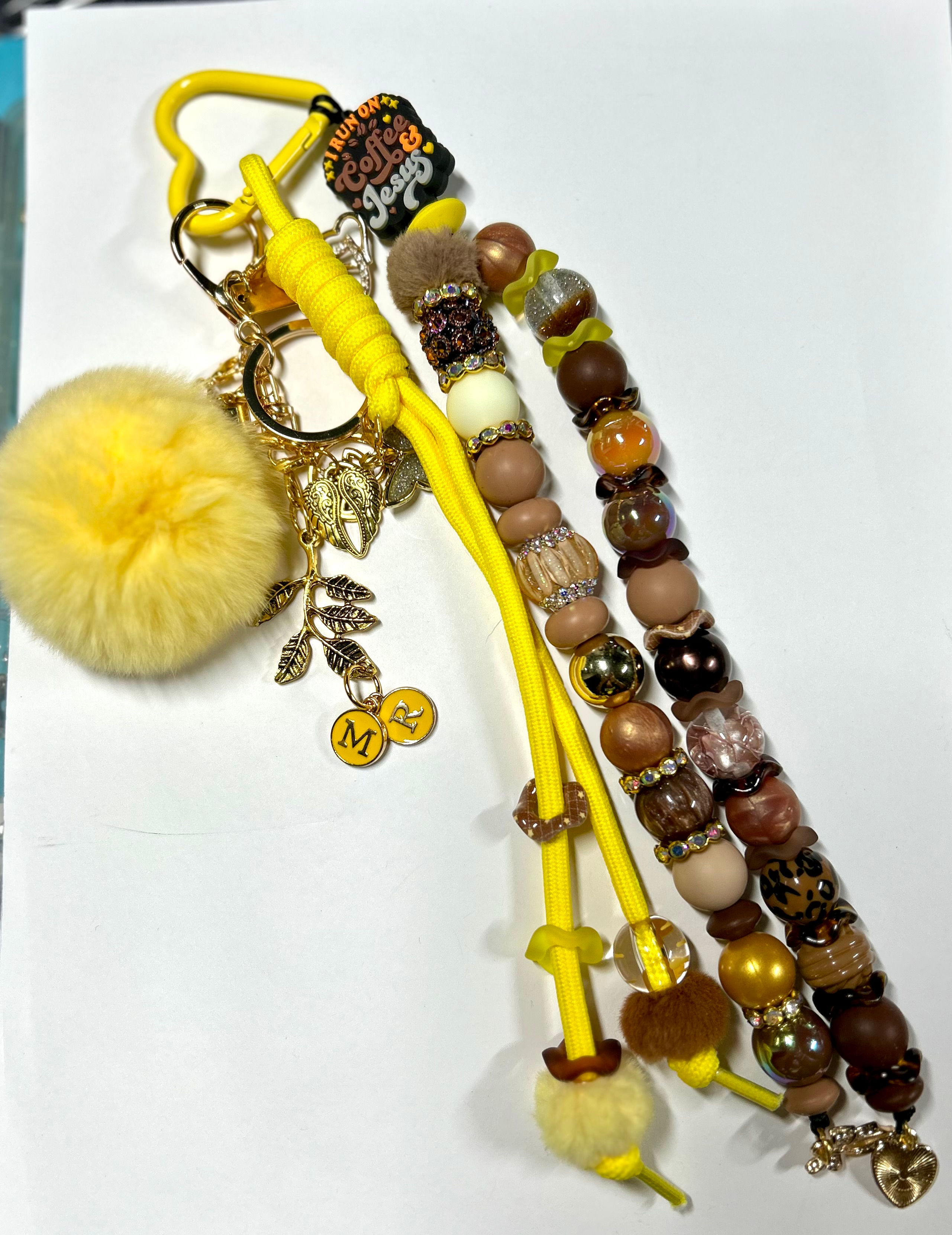 Chunky Brown & Yellow Keychain
