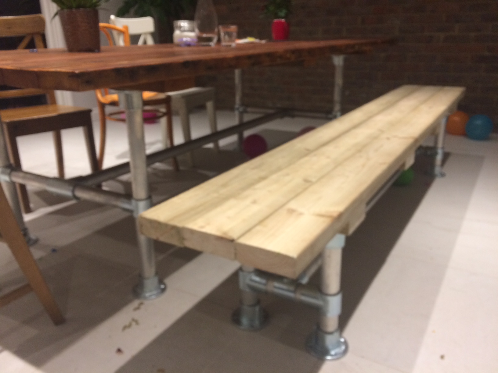 bench and table built