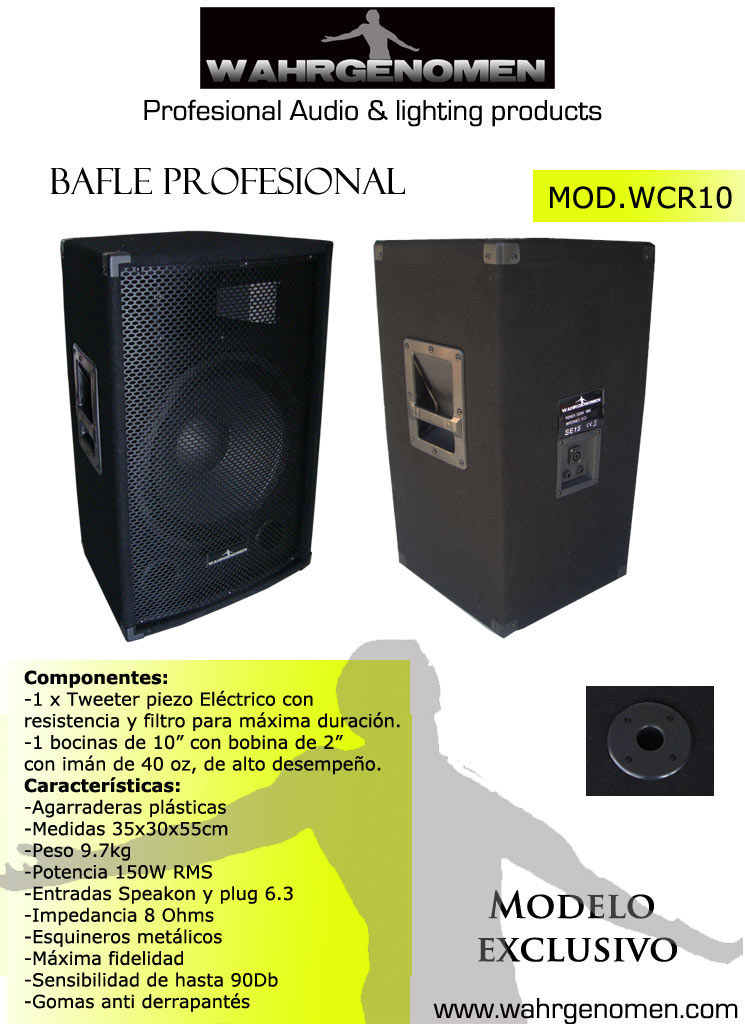 Miniatura: Par Baffle 10" con tweeter piezo velcro negro