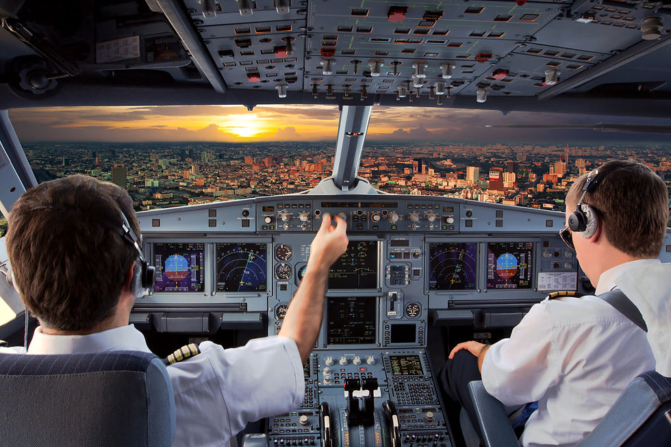 Flight deck in the cockpit
