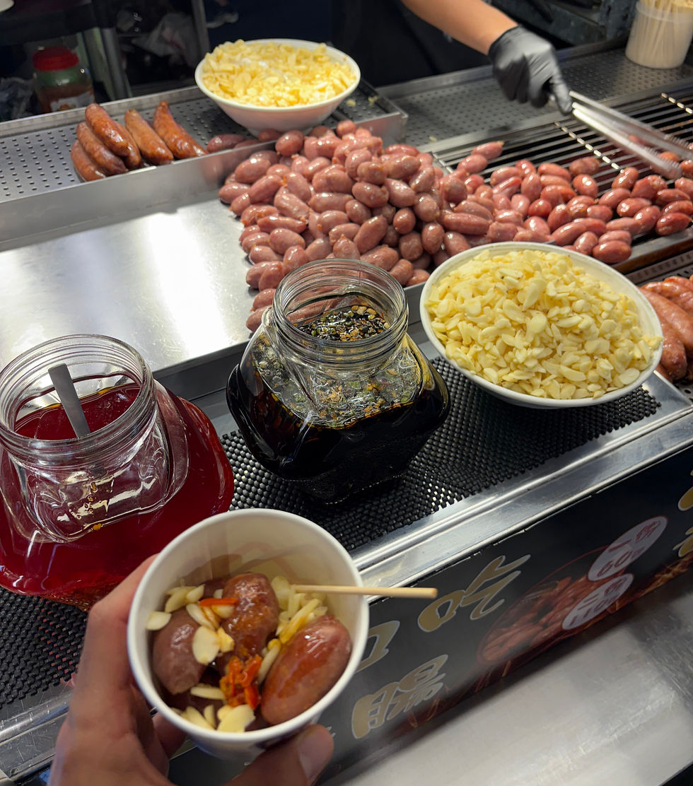 Mini sausages with garlic and chilli!