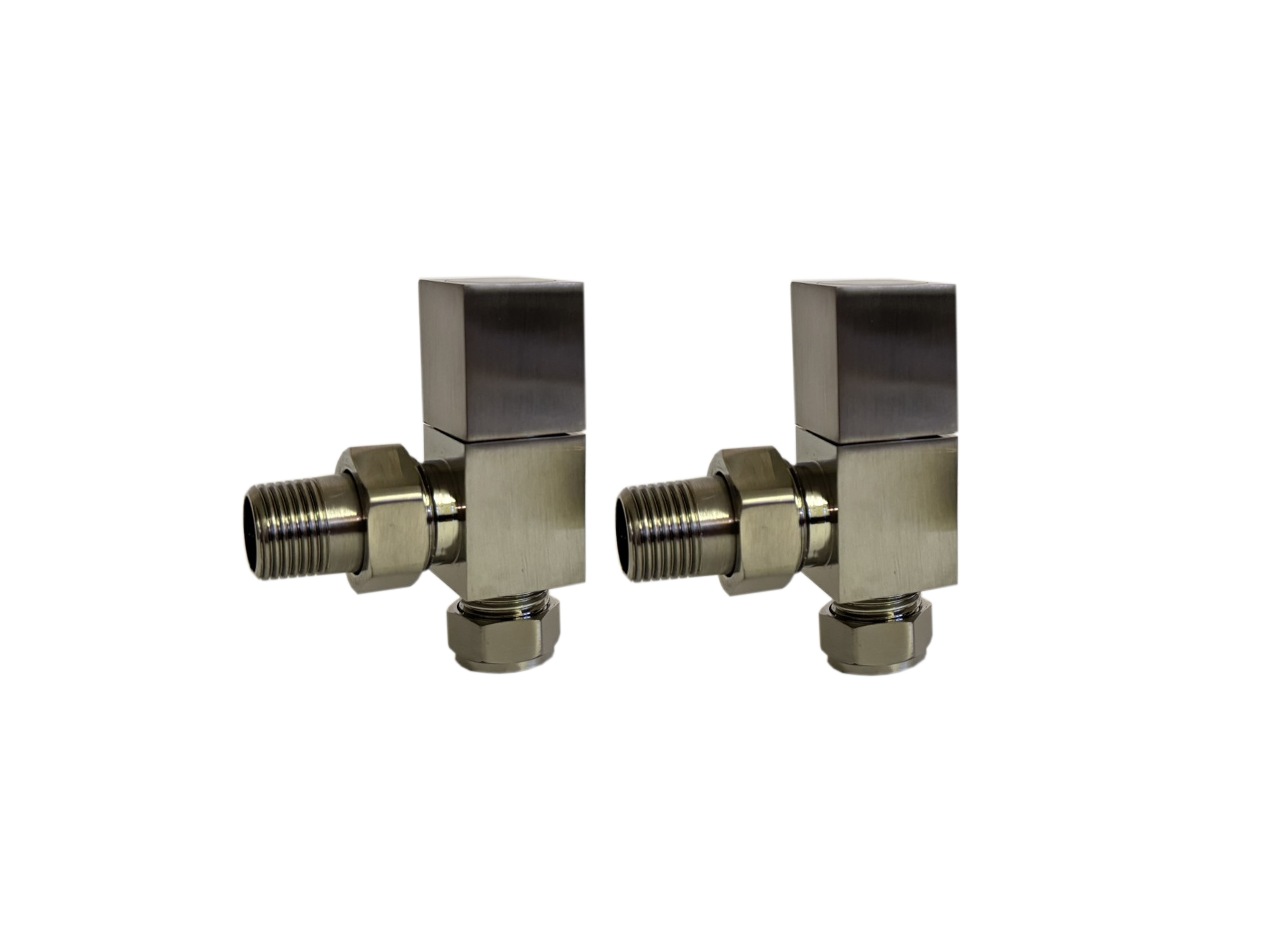 Square Brushed Nickel Angled Valve Set