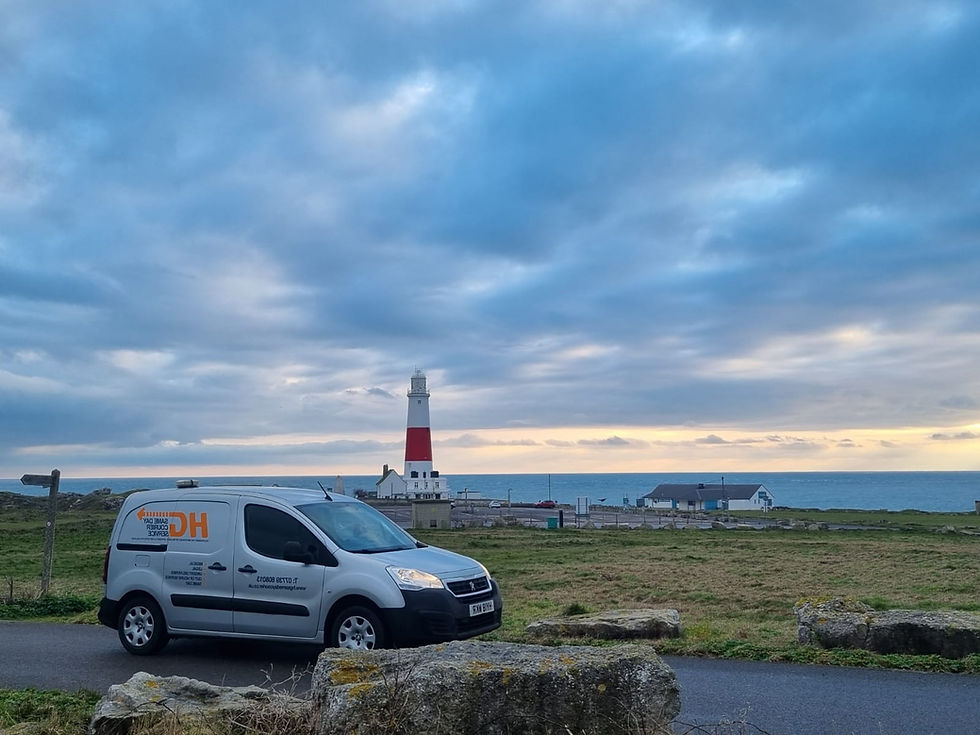 HG Same Day Van delivering machine parts to rural Portland Dorset DT5