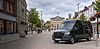 Black same day courier van in Andover town centre