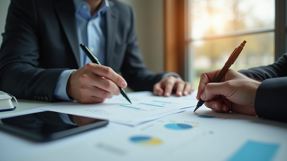Eye-level view of a business consultant discussing plans with a client