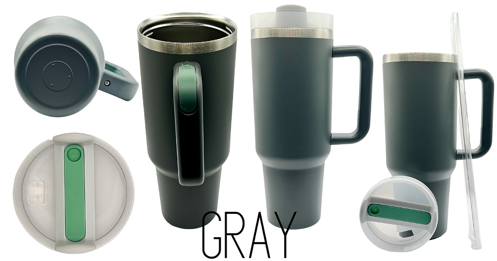 Thumbnail: 40 Oz Powder Coated Tumbler With Handle And Straw